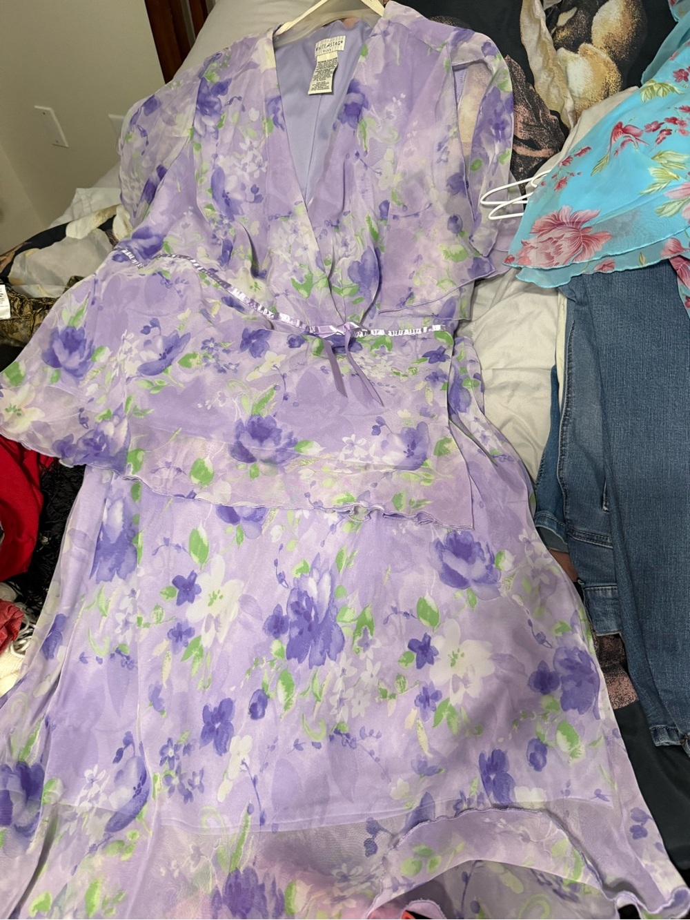 White Stag Lavender Floral Wrap Dress
